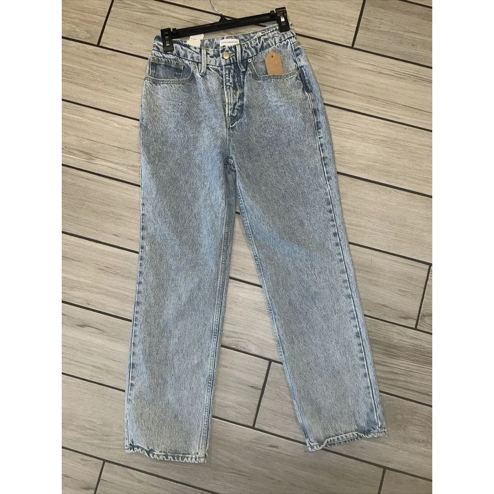 Good American  90s Duster High Rise Cropped Straight Leg Jean 0/24 Indigo101 - Picture 2 of 8